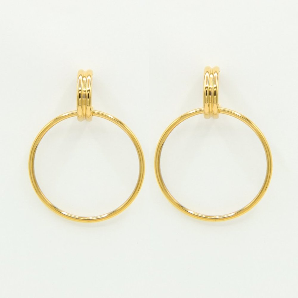 Danielle 18K Gold Plated Hoop Interlock Earrings - Picture 1 of 10